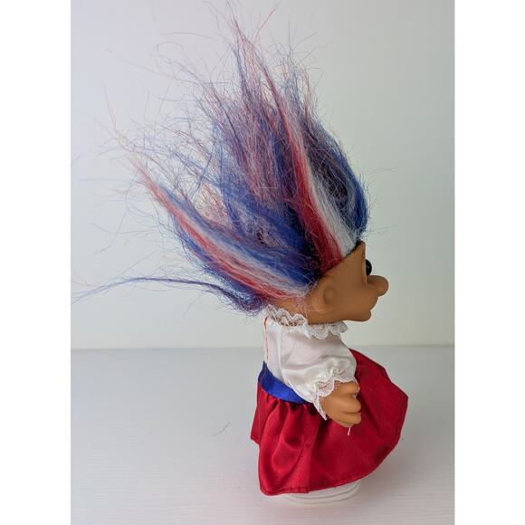 VTG Russ Lucky Troll Doll 5" Girl United States Red White Blue Patriotic USA - Picture 4 of 5